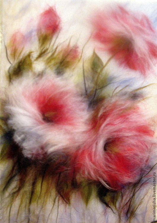 Картины цветов ручной работы. Ярмарка Мастеров - ручная работа. Купить Картина из шерсти -этюд "Вдыхая розы аромат". Handmade.