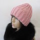 Beanie hat in powdery color, half-wool. Caps. Cozy corner (nadejdamoshkina). My Livemaster. Фото №5