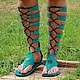Gladiators suede turquoise with lacing. Any sizes and colors to order!
