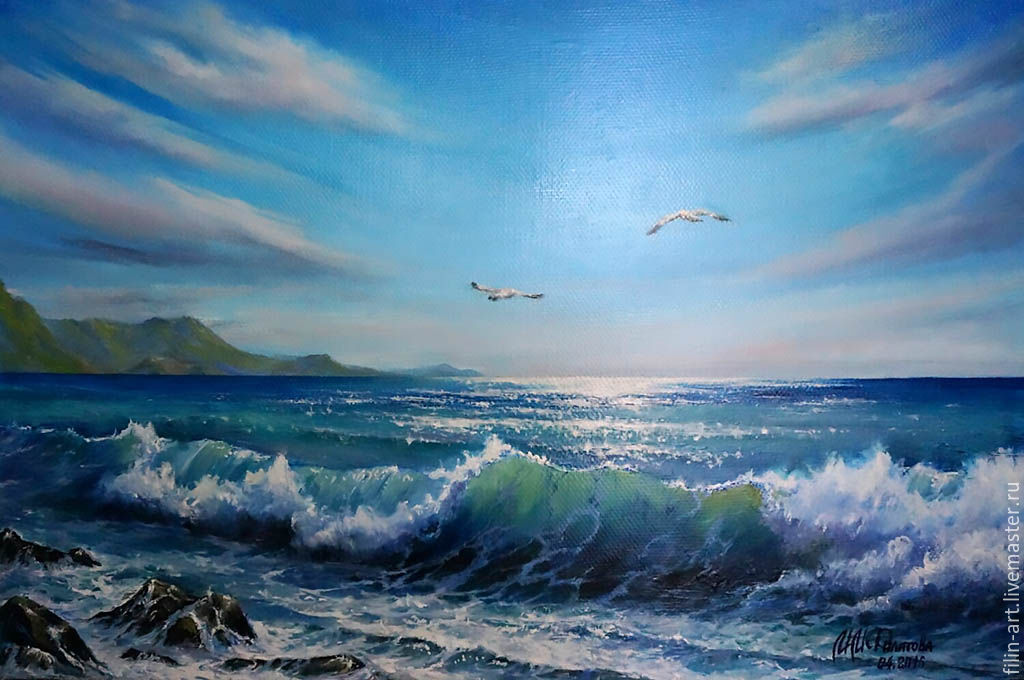 Рисуем картину маслом «Море» по мотивам Айвазовского