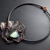 Украшения handmade. Livemaster - original item Ginkgo leaf necklace with labradorite, electroplating. Handmade.