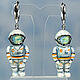 Porcelain earrings with an English lock 'Cosmonaut'. Earrings. KASTdecor. Online shopping on My Livemaster.  Фото №2