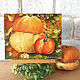 Autumn still life apple with pumpkin palette knife, Pictures, St. Petersburg,  Фото №1