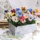 Pansies or violets from cold porcelain, polymer clay, Composition, Izhevsk,  Фото №1