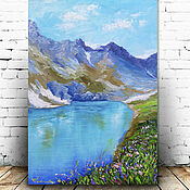 Картины и панно handmade. Livemaster - original item Painting mountain landscape of Krasnaya Polyana Mountain lake. Handmade.