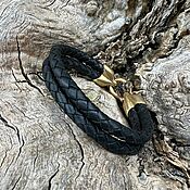 Украшения handmade. Livemaster - original item Classic bracelet with black strap and bronze clasp. Handmade.