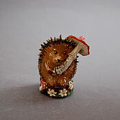 Подарки к праздникам handmade. Livemaster - original item Figurine-bell hedgehog under an umbrella. Handmade.