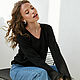 Jersey de punto De Discoteca con plumas, Jersey de rayón negro con Lurex. Jumpers. mozaika-rus. Интернет-магазин Ярмарка Мастеров.  Фото №2