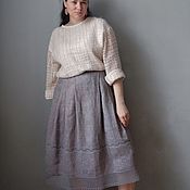 Одежда handmade. Livemaster - original item Women`s long linen skirt with lace gray. Handmade.
