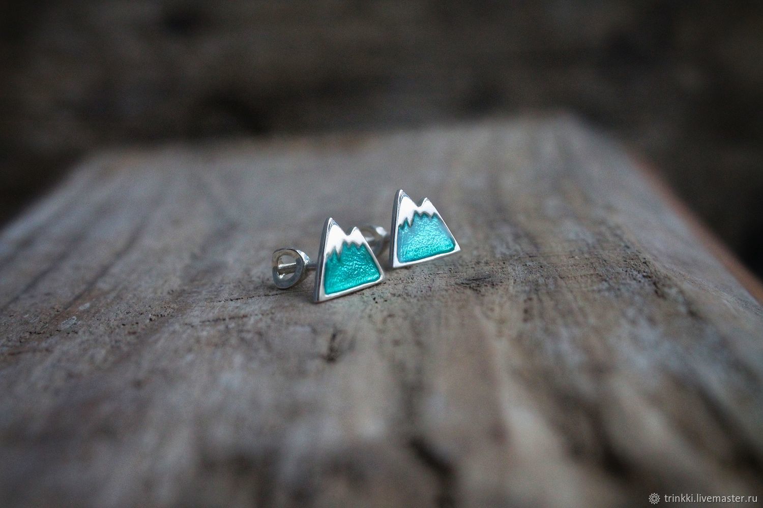 Mountains, Posey earrings made of silver with enamel, Stud earrings, Tver,  Фото №1