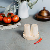 Посуда handmade. Livemaster - original item Salt and pepper shakers with stand a Set of wooden Siberian Cedar #SP1. Handmade.