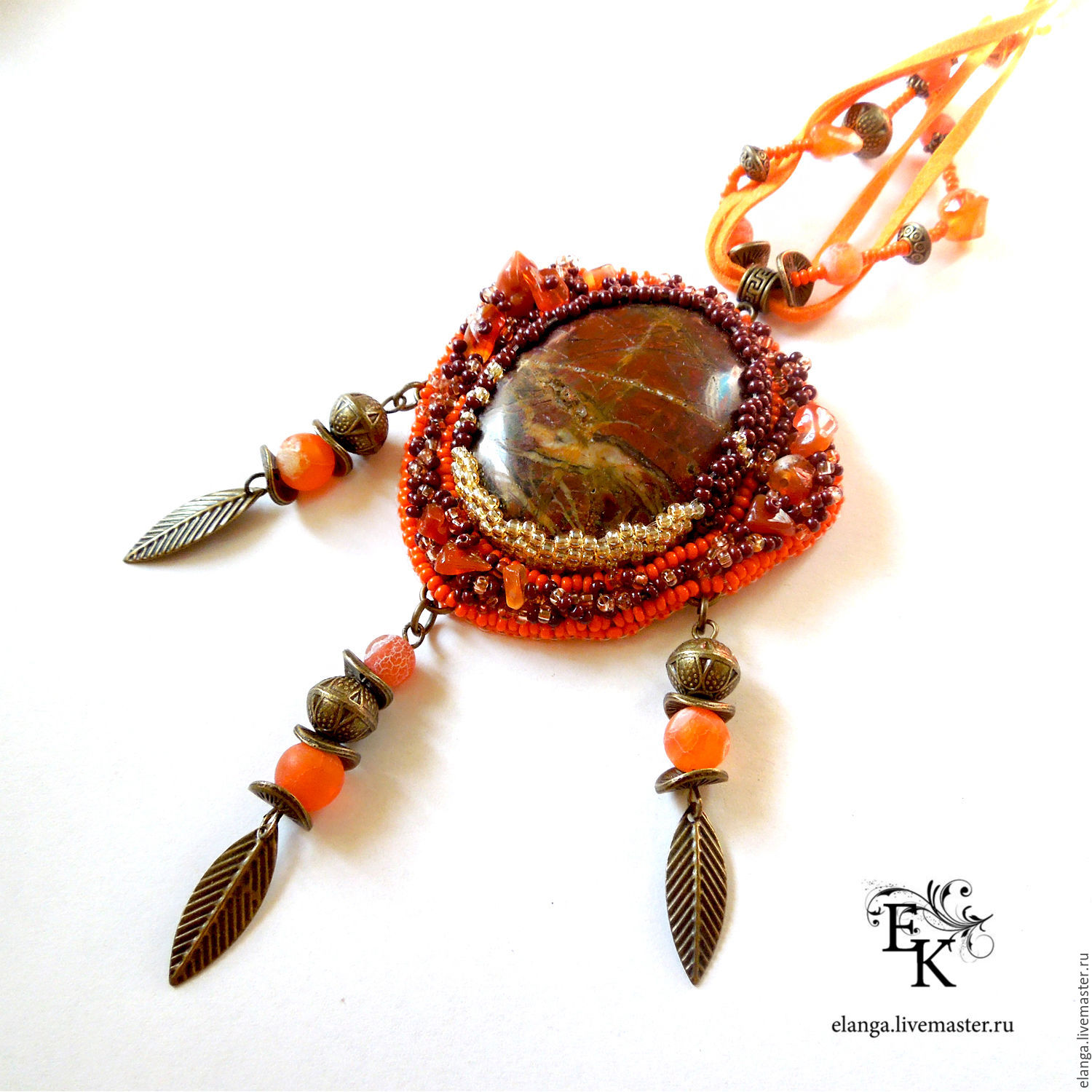 Pendant With Red Jasper African Passion On Livemaster Brooches Handmade Livemaster Pendant With Red Jasper African Passion