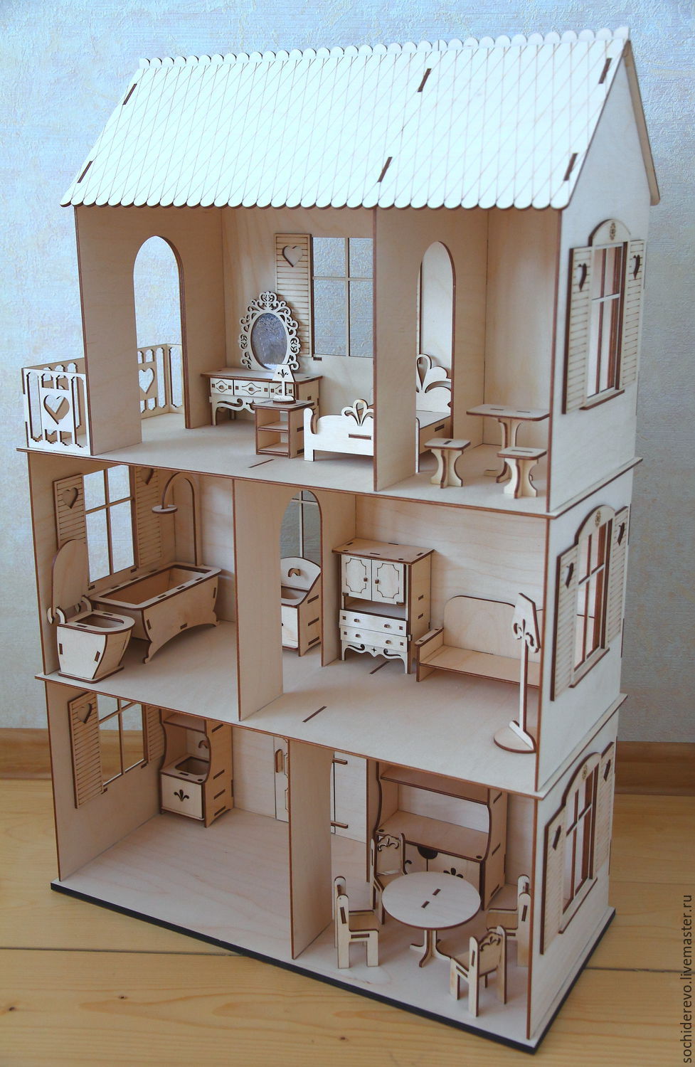Кукольный домик с мебелью в интернет-магазине Ярмарка Мастеров по цене 3500₽ – AD8PBRU