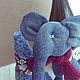 Джинсовый слон в шарфе... индиго ..и елка (набор). Мягкие игрушки. LoLo. Интернет-магазин Ярмарка Мастеров.  Фото №2