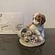 Винтаж: LLADRO 7672 фарфоровая статуэтка Собачка с цветами, Статуэтки винтажные, Санкт-Петербург,  Фото №1