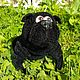 Knitted black pug with a frame. Stuffed Toys. Made in Arkhangelsk (madeinarh). Online shopping on My Livemaster.  Фото №2