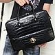 Bag-briefcase made of crocodile leather, in black. Brief case. SHOES&BAGS. My Livemaster. Фото №6