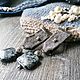 Серьги: Текстильные льняные бохо с серой подвеской. Серьги классические. Текстильные радости. Ярмарка Мастеров.  Фото №4