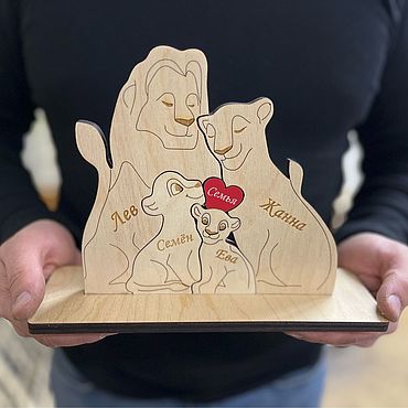 Сувениры и подарки ручной работы. Ярмарка Мастеров - ручная работа Пазл Семья Львов с именами. Handmade.