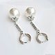 Заказать Pendientes de boda de perlas de algodón, pendientes de plata con Circonita cúbica. Авторские украшения JEWEL OLGA. Ярмарка Мастеров. . Earrings Фото №3