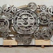 Для дома и интерьера handmade. Livemaster - original item Large wall clock with rotating gears skeletons. Handmade.