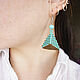Turquoise Triangular Beaded Earrings. Earrings. Handmade by Svetlana Sin. My Livemaster. Фото №6