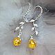 Amber. Earrings 'Mimosa' amber accessories UK, Earrings, Moscow,  Фото №1