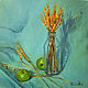 Картина маслом "Натюрморт с двумя яблоками", холст 40х40, Картины, Москва,  Фото №1