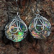Украшения handmade. Livemaster - original item Galaxy earrings, nebula earrings with asteroids made of opals, cosmos. Handmade.