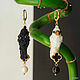 Raven earrings 'Yin and Yang' . Miniature birds. Earrings. Coffeelena. My Livemaster. Фото №4