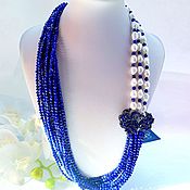 Украшения handmade. Livemaster - original item Pearl necklace with lapis lazuli 