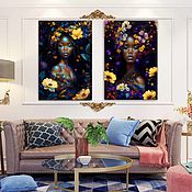 Картины и панно handmade. Livemaster - original item Diptych, Two paintings of an African mother and daughter. Fantasy art. Handmade.