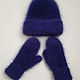 Dark blue set (hat, mittens) from angora 80. Headwear Sets. Knitted with love. Online shopping on My Livemaster.  Фото №2