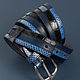 Order Black Blue Leather belt. Two Starlings. Livemaster. . Straps Фото №3