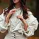 Белая блузка в викторианском стиле, с длинным рукавом, из хлопка, Блузки, Томск,  Фото №1