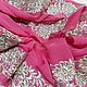 Ручная вышивка на розовой вуали "серебряный узор", Ткани, Санкт-Петербург,  Фото №1