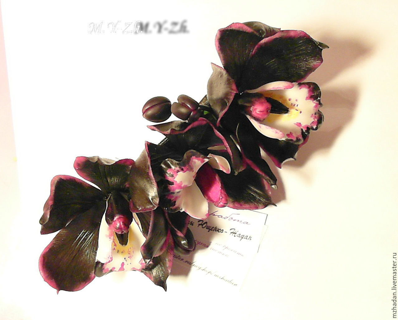 Hair clip with black Orchids(workorder) shop online on Livemaster with shipping Orel