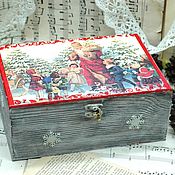 Сувениры и подарки ручной работы. Ярмарка Мастеров - ручная работа Caja de Navidad Santa Claus trajo regalos. Handmade.