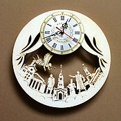 Для дома и интерьера handmade. Livemaster - original item Clock Winter mound, souvenir wall clock city. Handmade.