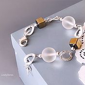Украшения handmade. Livemaster - original item Bracelet white and gold rhinestone / hematite stylish beautiful. Handmade.