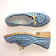 Lady G knitted moccasins, blue cotton. Moccasins. florina34. My Livemaster. Фото №6