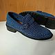 Knitted men's moccasins ( cotton with viscose ) color - marine, Moccasins, Vyazniki,  Фото №1