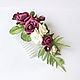 Burgundy hair accessories, bridal headpiece floral, burgundy hair comb, Hair Decoration, Tomsk,  Фото №1