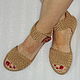 Knitted sandals with a button, beige cotton. Sandals. florina34. Online shopping on My Livemaster.  Фото №2