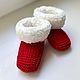 Пинетки новогодние для детей 0-3 месяцев. Пинетки. Baby Booties. Ярмарка Мастеров.  Фото №4