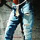 Джинсы Мом рваные "Ocean Jam". Джинсы. Студия дизайна 'Jeans_torn'. Интернет-магазин Ярмарка Мастеров.  Фото №2