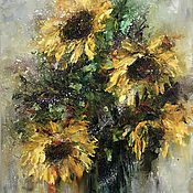 Картины и панно handmade. Livemaster - original item Painting sunflowers, oil painting. Handmade.