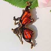 Украшения handmade. Livemaster - original item Fairy Butterfly brooch with amber for girl to woman. Handmade.