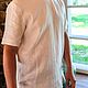 Order T-shirts and T-shirts for men: linen T-shirt with a figured treatment of the bottom. viax. Livemaster. . T-shirts and undershirts for men Фото №3