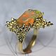 Coral ring with fire freeform opal, Rings, Moscow,  Фото №1